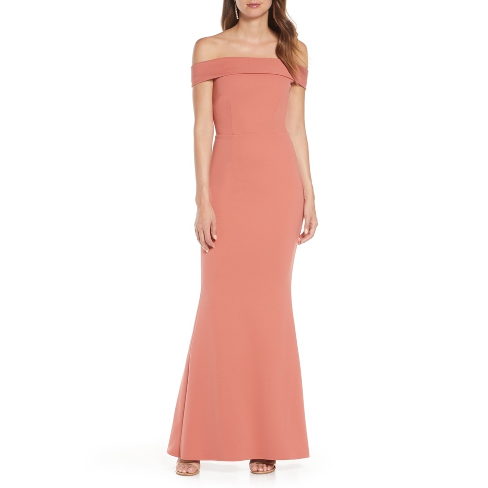 New Katie May Legacy Off Shoulder Crepe Mermaid Gown Medium